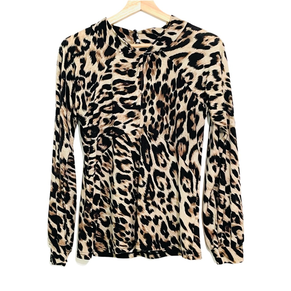 Ness Animal Print Long Sleeve Twist Front Size Medium